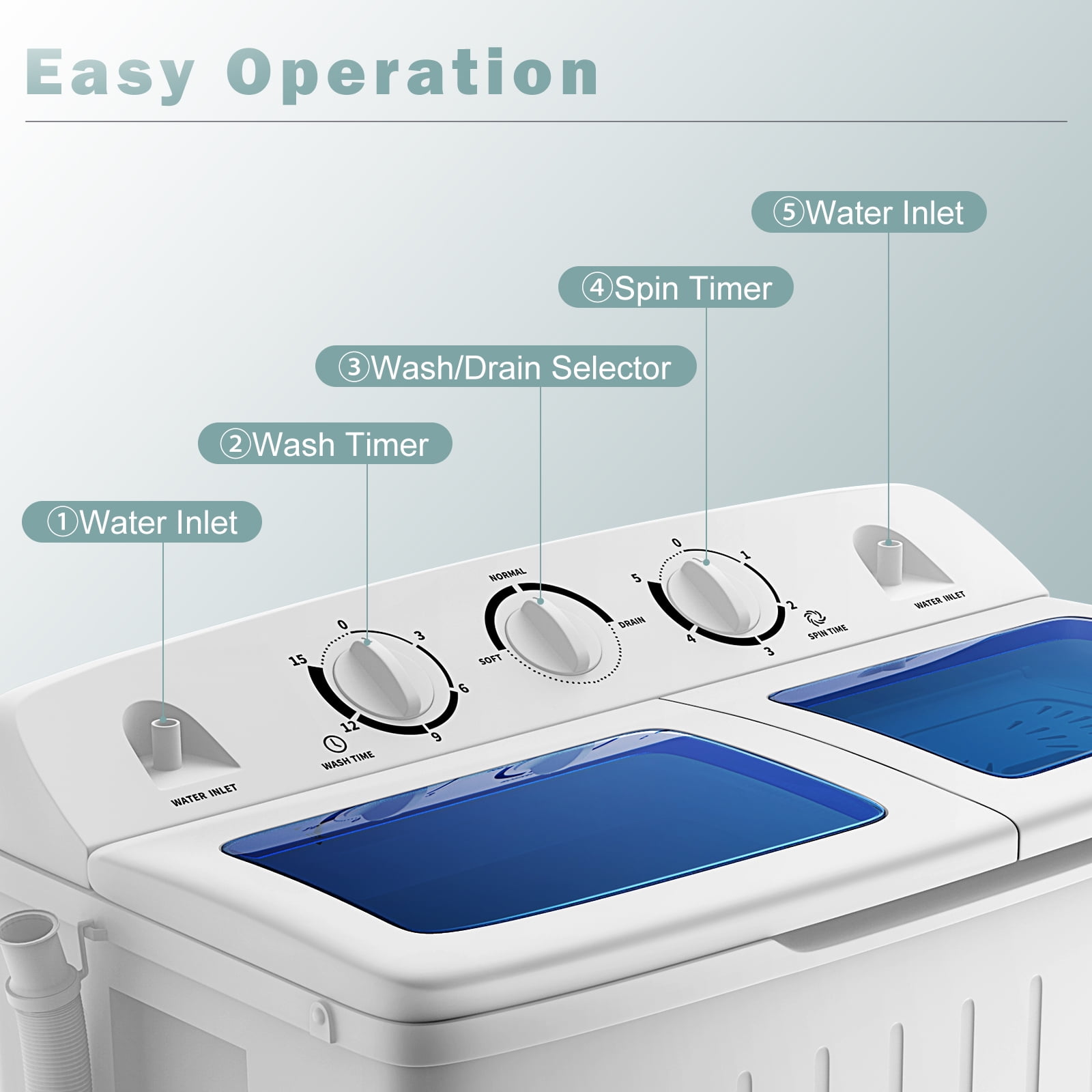 Costway Portable Mini Twin Tub Washing Machine