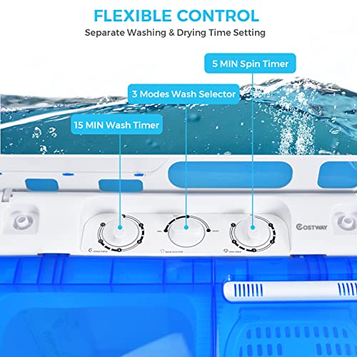 COSTWAY Portable Twin Tub Washing Machine & Dryer