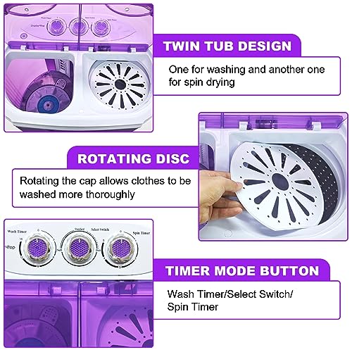 Mini Portable Electric Washer and Spin Dryer - 3.6KG