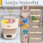 Khaki Mini Washing Machine with Spin Dryer, 16L