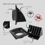 Black 4-Inch Dryer Vent Cover with Louvered Design