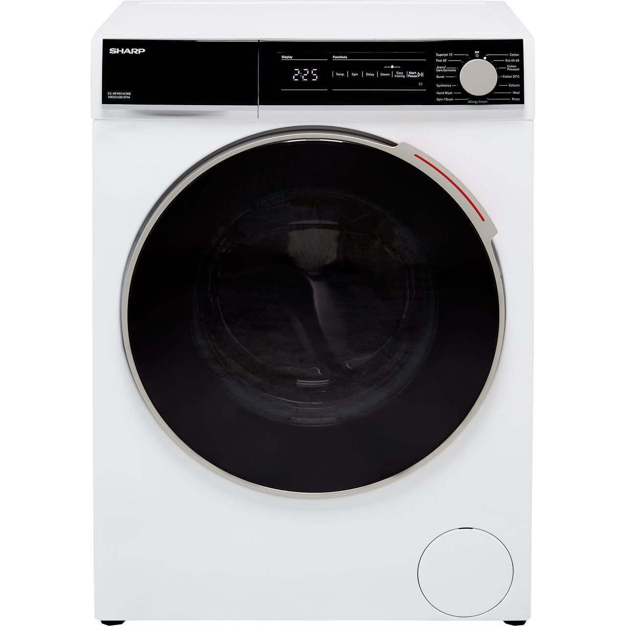 Sharp ES-NFH014CWB 10Kg Washing Machine 1400 RPM B Rated White 1400 RPM