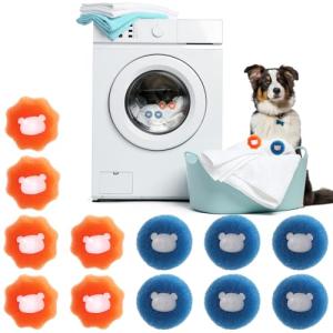 Bewudy 12PCS Pet Hair Remover and Dryer Balls