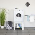 Sturdy Washing Machine Base with Shelf - White
