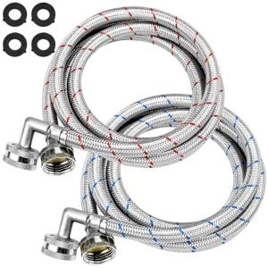 Beaquicy 6 Ft Stainless Steel Hoses with Elbows