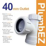 40mm Waste Trap Adaptor Tee with Nozzle