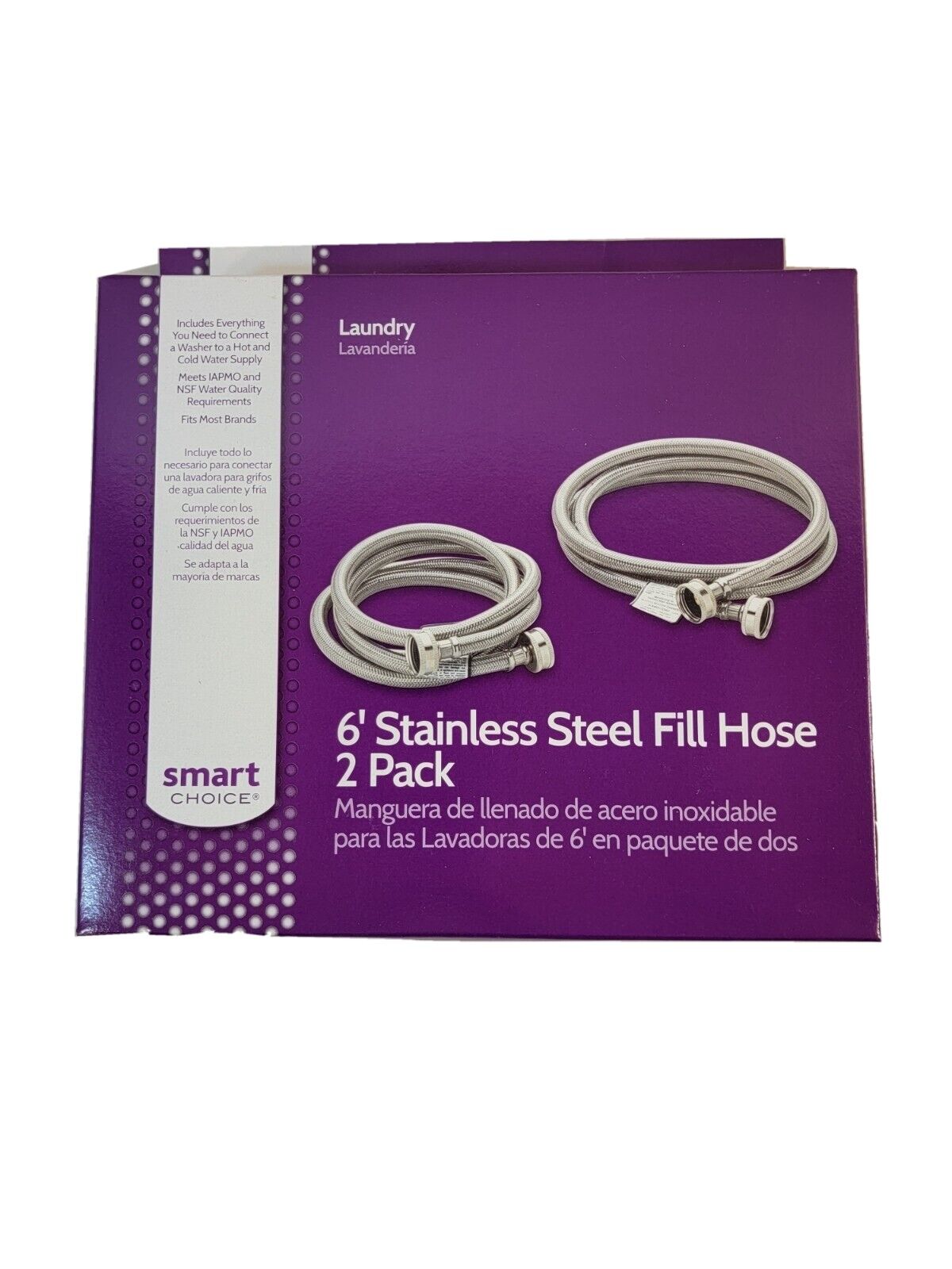 Smart Choice 6' Stainless Steel Washer Fill Hose (2 pack) Washing Machine 
