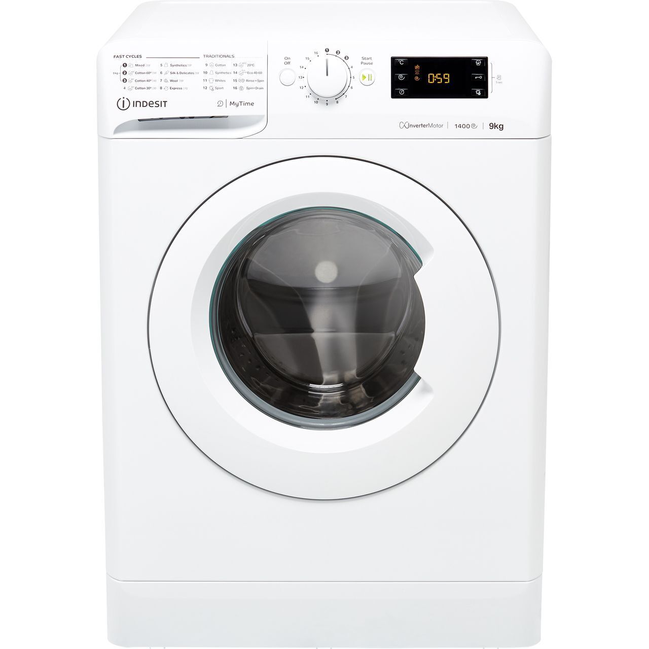 Indesit 9Kg Washing Machine, White, B Rated