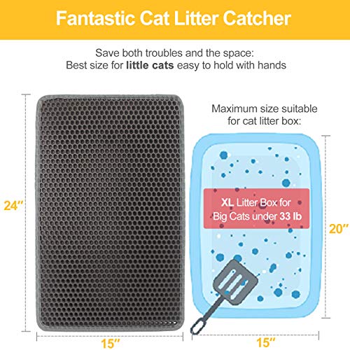 Gray LeToo Large Cat Litter Mat, Urine Waterproof