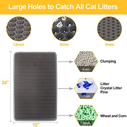 Gray LeToo Large Cat Litter Mat, Urine Waterproof