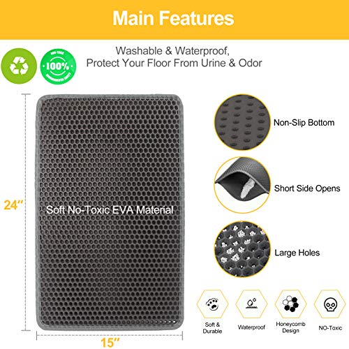 Gray LeToo Large Cat Litter Mat, Urine Waterproof