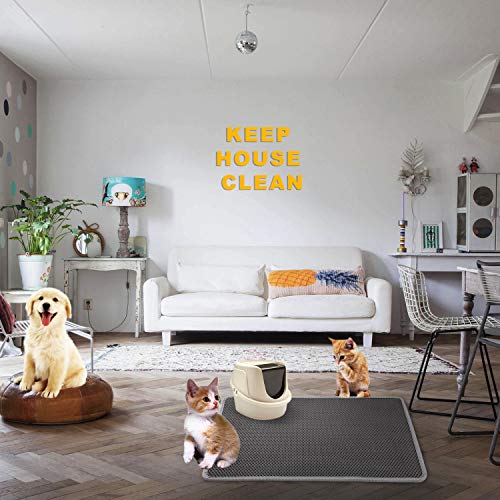 Gray LeToo Large Cat Litter Mat, Urine Waterproof