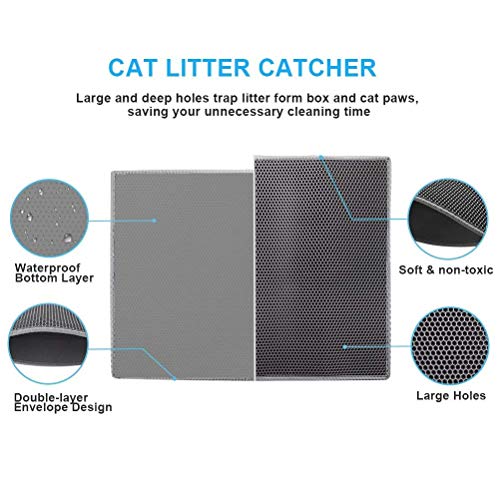 Pieviev Double Layer Cat Litter Mat - Gray