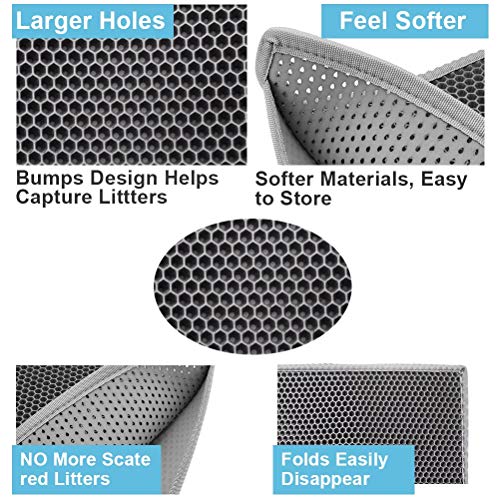 Pieviev Double Layer Cat Litter Mat - Gray