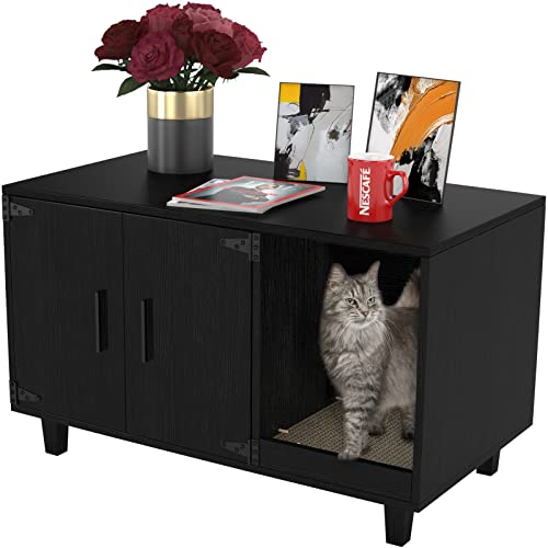Modern Wood Cat Litter Box Enclosure Furniture Nightstand