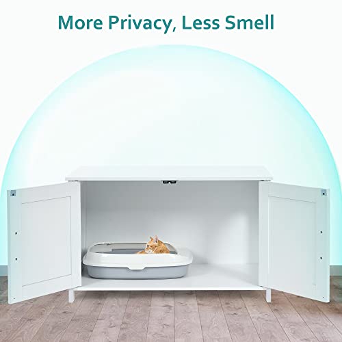 White Barn Door Cat Litter Box Furniture House