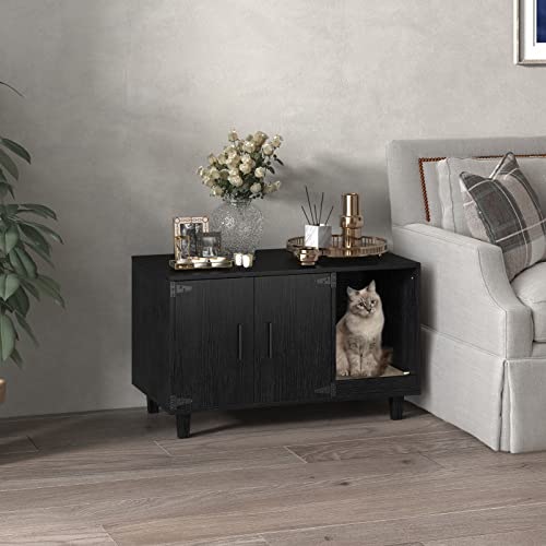 Modern Wood Cat Litter Box Enclosure Furniture Nightstand