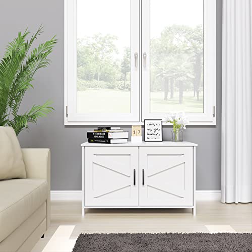White Barn Door Cat Litter Box Furniture House