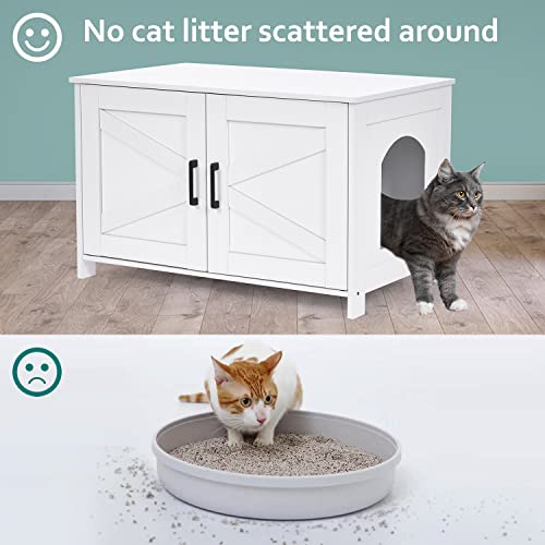 White Barn Door Cat Litter Box Furniture House