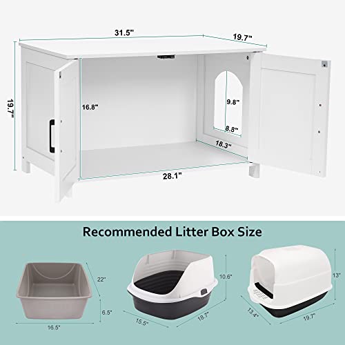 White Barn Door Cat Litter Box Furniture House