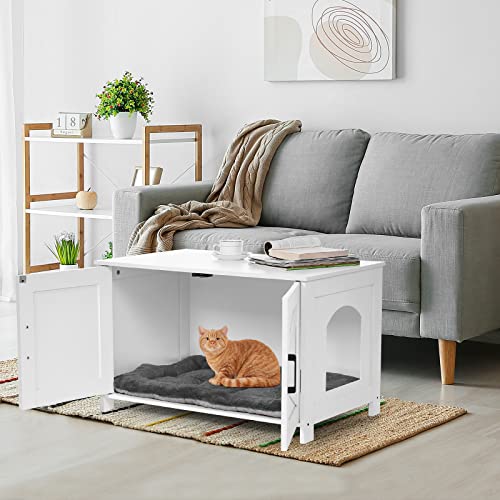 White Barn Door Cat Litter Box Furniture House