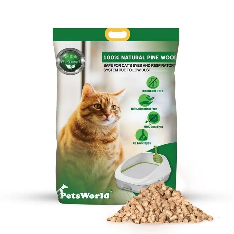 PETSWORLD Pine Wood Cat Litter 22lbs: Absorbent & Unscented