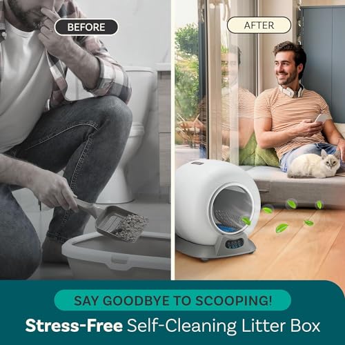Self-Cleaning Covered Cat Litter Box for Multiple Cats