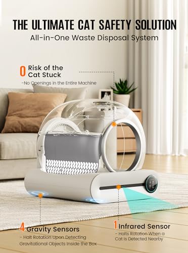 Smart Self-Cleaning Cat Litter Box, Large Capacity, Multiple Cats