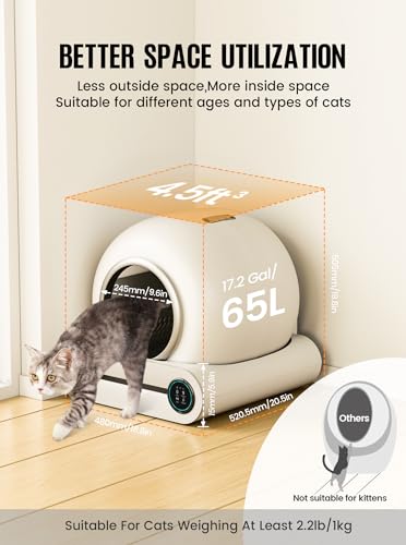 Smart Self-Cleaning Cat Litter Box, Large Capacity, Multiple Cats