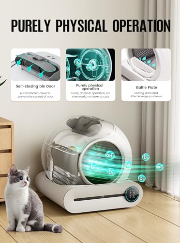 Smart Self-Cleaning Cat Litter Box, Large Capacity, Multiple Cats