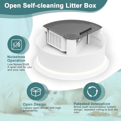 LED Self-Cleaning Cat Litter Box, Superior Odor Control