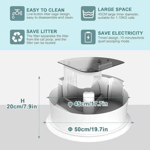 LED Self-Cleaning Cat Litter Box, Superior Odor Control