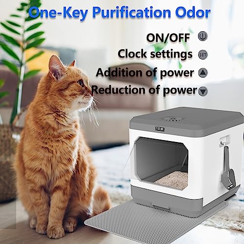 XL Smart Covered Cat Litter Box with Odor Control