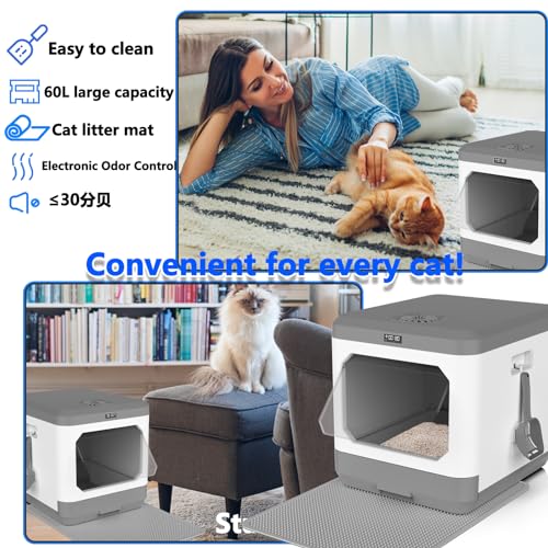 XL Smart Covered Cat Litter Box with Odor Control