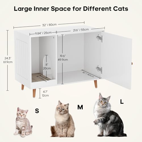 ZERDER Wooden Cat Litter Box Enclosure, Hideaway Furniture