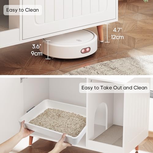 ZERDER Wooden Cat Litter Box Enclosure, Hideaway Furniture