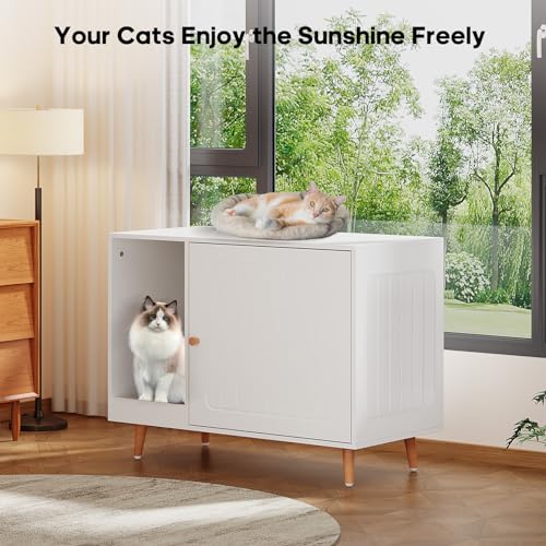 ZERDER Wooden Cat Litter Box Enclosure, Hideaway Furniture