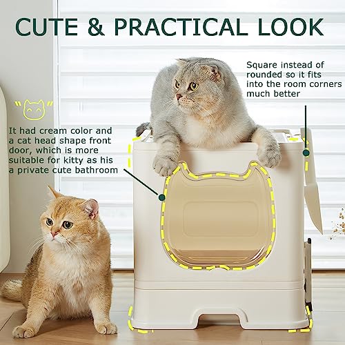Pawsayes Covered Cat Litter Box with Anti-Splashing Tray