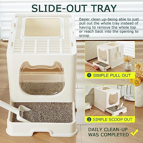 Pawsayes Covered Cat Litter Box with Anti-Splashing Tray