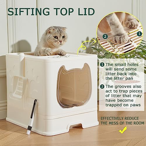 Pawsayes Covered Cat Litter Box with Anti-Splashing Tray
