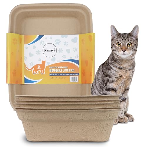 5-Pack Sustainable Disposable Litter Boxes for Cats | Portable
