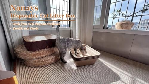 5-Pack Sustainable Disposable Litter Boxes for Cats | Portable