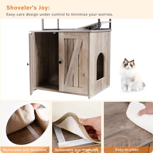 Modern Cat Tree with Litter Box Enclosure, 57.9-Inch