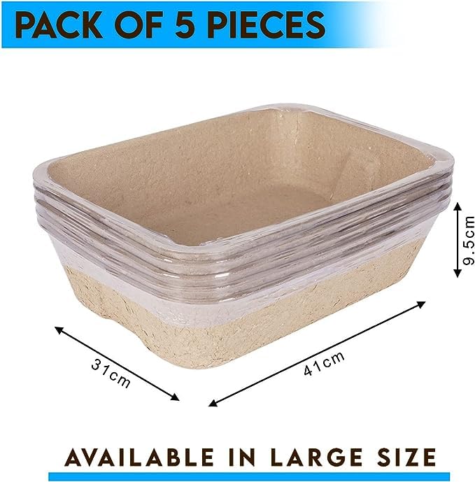 5-Pack Sustainable Disposable Litter Boxes for Cats | Portable