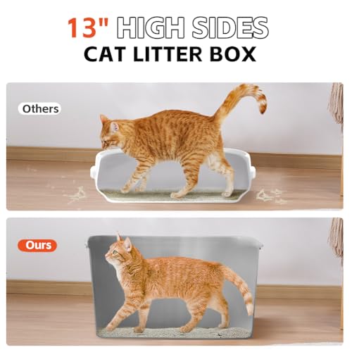 ARGOPET Extra Large Jumbo Cat Litter Box, Grey