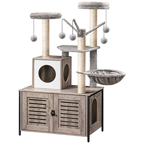 All-in-One Cat Tree Furniture with Litter Box Enclosure