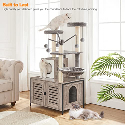 All-in-One Cat Tree Furniture with Litter Box Enclosure