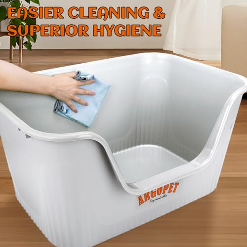 ARGOPET Extra Large Jumbo Cat Litter Box, Grey