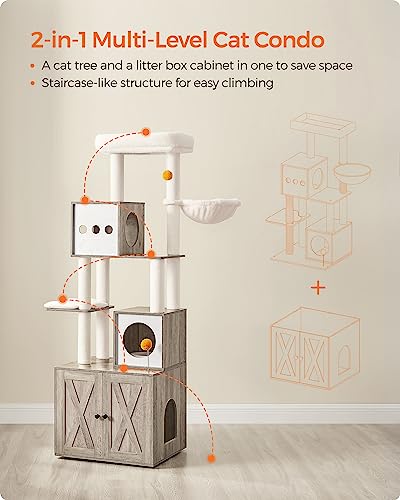 Feandrea 2-in-1 Cat Tree with Litter Box