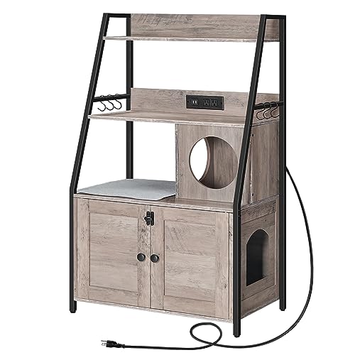 Hoobro Tall Cat Litter Box Furniture with Shelves